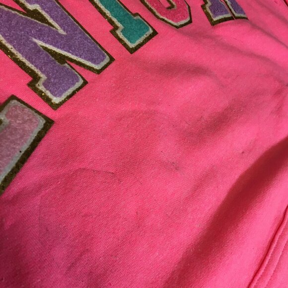 Senior Graduate Spellout Chenille Letter Hoodie Sweatshirt Pink Medium - Picture 3 of 7